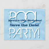 Carte Postale Faire-part 13e anniversaire Pool Party Enregistrer la date V0 (Devant)