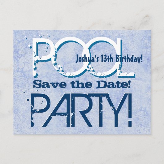 Carte Postale Faire-part 13e anniversaire Pool Party Enregistrer la date V0 (Devant)