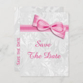 Carte Postale Faire-part 18e Anniversaire Damassé et Nœud Papillon Faux Sav (Devant / Derrière)