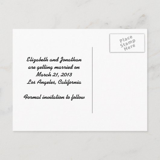 Carte Postale Faire-part 1950 Femme avec un signe Enregistrer la date (Dos)