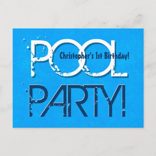 Carte Postale Faire-part 1er anniversaire Pool Party Enregistrer la date Un (Devant)