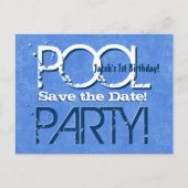 Carte Postale Faire-part 1er anniversaire Pool Party Enregistrer la date V0 (Devant)