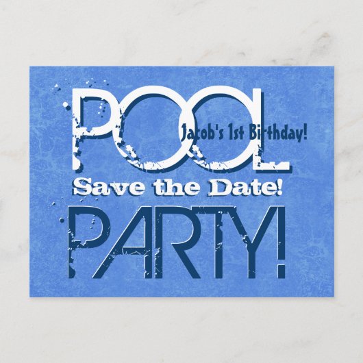 Carte Postale Faire-part 1er anniversaire Pool Party Enregistrer la date V0 (Devant)
