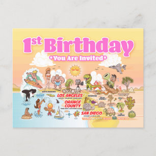 Carte Postale Faire-part 1er anniversaire SoCal
