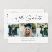 Carte Postale Faire-part 2022 Hello Graduate Modern Script 3 Photo Grad (Devant / Derrière)