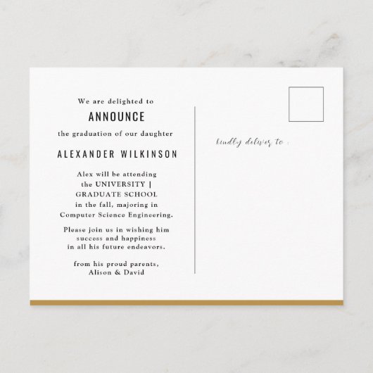 Carte Postale Faire-part 2023 Modern Bold Script Simple Photo Graduation (Dos)
