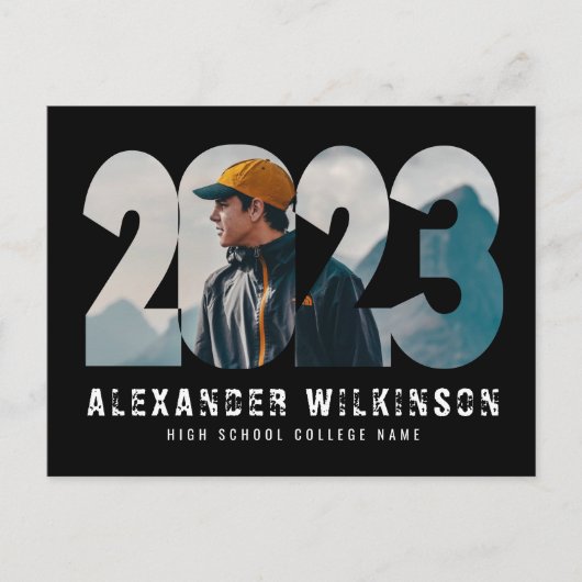 Carte Postale Faire-part 2023 Modern Bold Script Simple Photo Graduation (Devant)