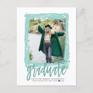 Carte Postale Faire-part 2023 Moderne Brosse Script Mint Green Photo Grad