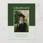 Carte Postale Faire-part 2023 Vert Moderne Simple Script Photo Graduation (Devant)