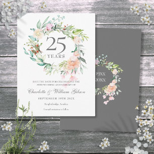Carte Postale Faire-part 25e anniversaire Enregistrer la date Rose Garland