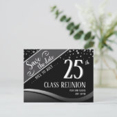 Carte Postale Faire-part 25e classe Réunion Élégante noire (Debout devant)
