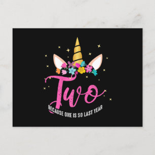 Carte Postale Faire-part 2 Anniversaire Cadeaux fille Unicorn 2e