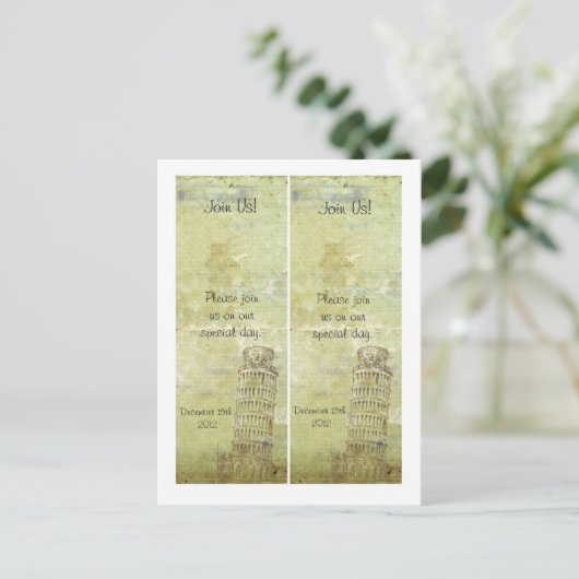 Carte Postale Faire-part 2 Mariage à Pise Enregistrer la date Signet (Debout devant)