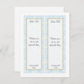 Carte Postale Faire-part 2 Mariage damassé bleu/blanc Enregistrer le Signet (Devant / Derrière)