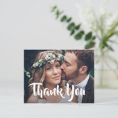 Carte Postale Faire-part 2 Photo Design moderne Mariage de Merci de script (Debout devant)