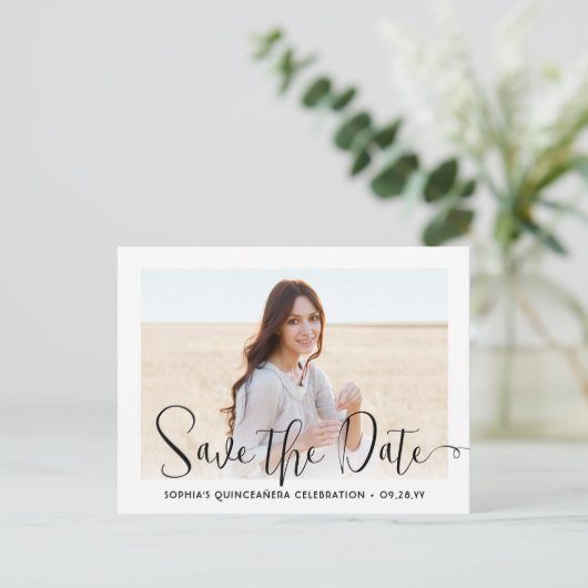 Carte Postale Faire-part 2 Photo Quinceañera Annonce de Save the Date tenda (Debout devant)
