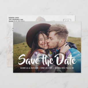 Carte Postale Faire-part 2 Photo Stylish Calligraphie Mariage Enregistrer l