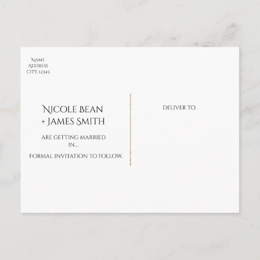 Carte Postale Faire-part 2 Roses Peints Blanc Élégant Enregistrer La Date (Dos)