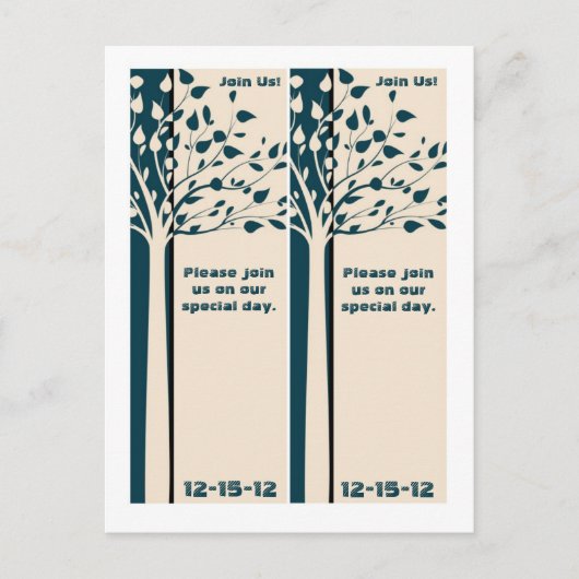 Carte Postale Faire-part 2 Signets de marine/Creme Tree Enregistrer la date (Devant)