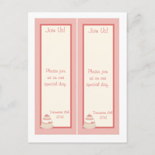 Carte Postale Faire-part 2 signets Rose/Creme Wedding Cake Save the Date
