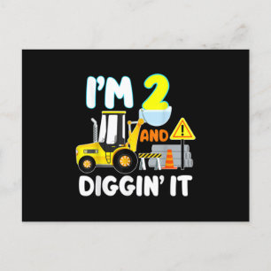 Carte Postale Faire-part 2e anniversaire Cadeau de construction Truck Party