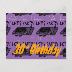 Carte Postale Faire-part 30e anniversaire 60s Faisons la fête Sauvez la dat