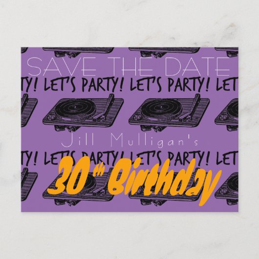 Carte Postale Faire-part 30e anniversaire 60s Faisons la fête Sauvez la dat (Devant)