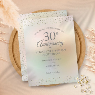Carte Postale Faire-part 30e Anniversaire Cœurs Confettis Enregistrer la da