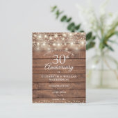 Carte Postale Faire-part 30th Anniversary String Lights Wood Save the Date (Debout devant)