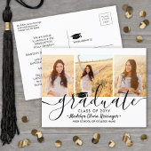 Carte Postale Faire-part 3 Collage Photo Simple Moderne Script Graduation