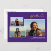 Carte Postale Faire-part 3 Photo Collage Script Grad 2022 Purple Graduation (Devant / Derrière)