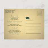 Carte Postale Faire-part 3 Photo Collage Script Vert et Or Graduation (Dos)