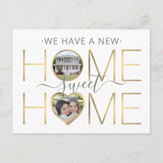 Carte Postale Faire-part 3 Photo Nouveau domicile Sweet Home Changement d'a (Devant)