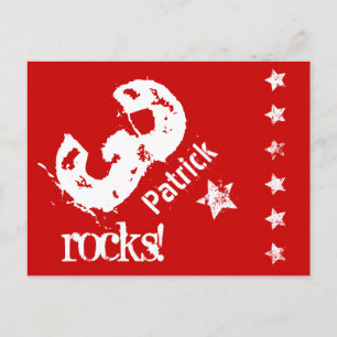Carte Postale Faire-part 3ème Anniversaire KIDS Design Diagonal Grunge Star