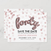 Carte Postale Faire-part 40 ans Anniversaire Enregistrer La Date Ballons Ro (Devant / Derrière)