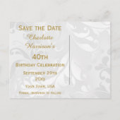 Carte Postale Faire-part 40e anniversaire Damask et Faux Bow Enregistrer la (Dos)