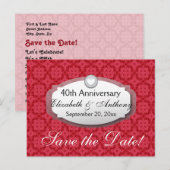 Carte Postale Faire-part 40e anniversaire de mariage Anniversaire Rubis Rou (Devant / Derrière)