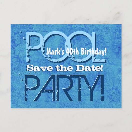 Carte Postale Faire-part 40e anniversaire Pool Party Enregistrer la date V0 (Devant)
