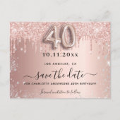 Carte Postale Faire-part 40e anniversaire rose argent parties scintillant e (Devant)