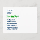 Carte Postale Faire-part 40e Anniversaire Surprise Sauvez la Date Bleu Vert (Dos)