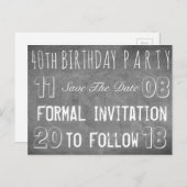 Carte Postale Faire-part 40e fête d'anniversaire Enregistrer la date Tablea (Devant / Derrière)
