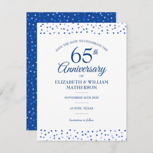 Carte Postale Faire-part 45e | 65e anniversaire Sapphire Enregistrer la dat (Devant / Derrière)