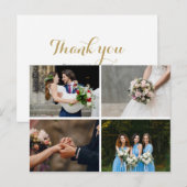 Carte Postale Faire-part 4 Photos Collage Simple Moderne Merci Mariage (Devant / Derrière)