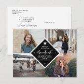 Carte Postale Faire-part 4 photos montage diplômé moderne élégant script (Devant / Derrière)