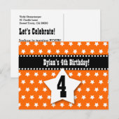 Carte Postale Faire-part 4e anniversaire Enregistrer la date D001 ORANGE ST (Devant / Derrière)