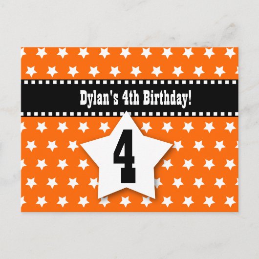 Carte Postale Faire-part 4e anniversaire Enregistrer la date D001 ORANGE ST (Devant)