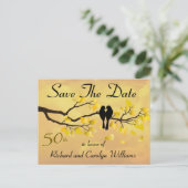 Carte Postale Faire-part 50e anniversaire de Lovebirds Enregistrer la date (Debout devant)