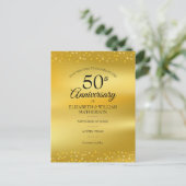 Carte Postale Faire-part 50e anniversaire de mariage coeurs dorés Save the (Debout devant)