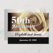 Carte Postale Faire-part 50e anniversaire de Mariage Elégant Rose or A017 (Devant / Derrière)