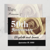 Carte Postale Faire-part 50e anniversaire de mariage Élégante rose d'or A01 (Devant / Derrière)